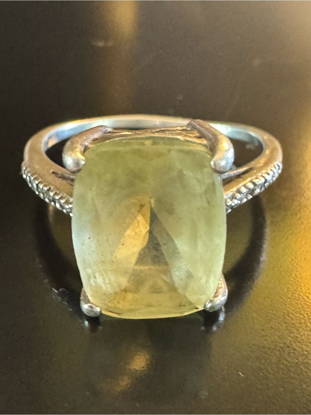 Sterling Silver Citrine Statement Ring Size 8 - Large Cushion Cut Gemstone